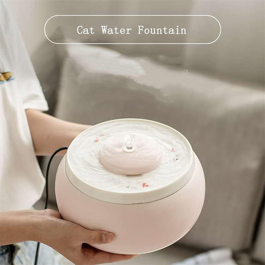 Ceramic Cats Drinking Water Fountain 1.8L Cats Dogs Drinker Bowl Electric Automatic Water Feeder Dispenser Pet Bowls Keep Warm (Color : Pink) (Blue)