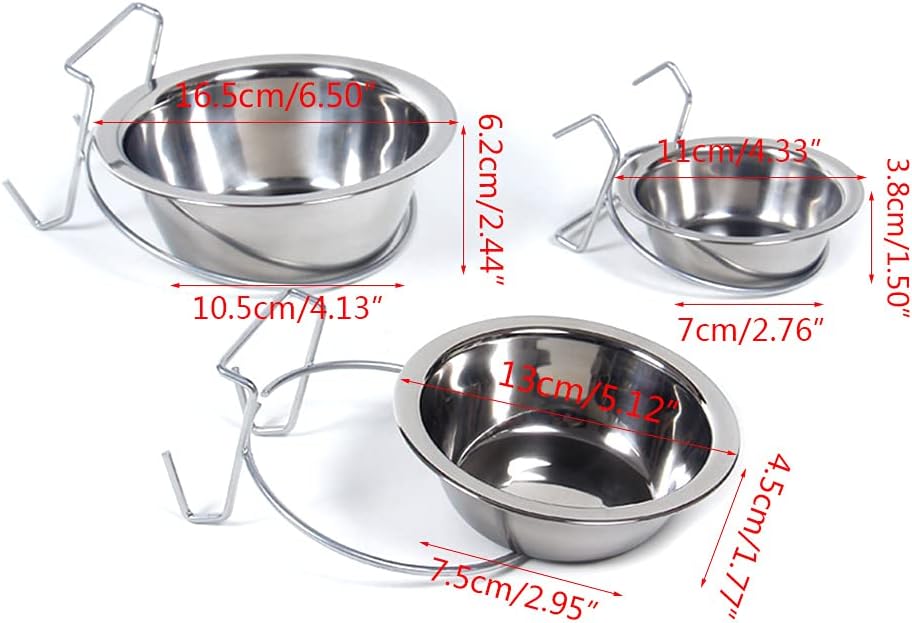 Hanging Pet Bowl Cup Cup with Wire Hook for Dogs Cats Bird Animals in Crate Cage Easy-to-Remove
