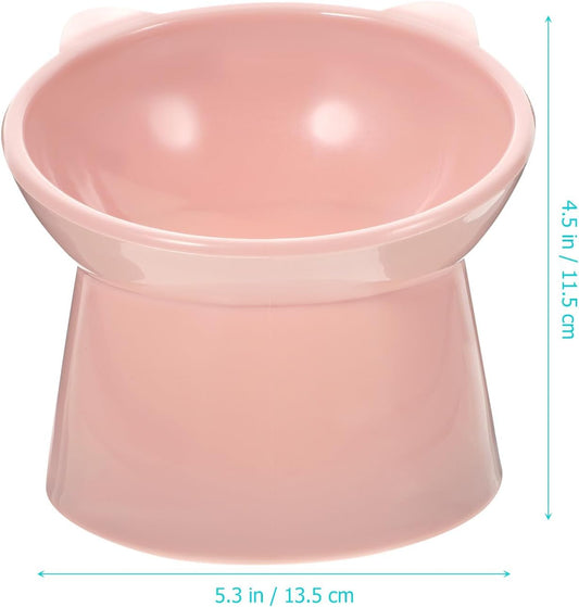 Milisten Elevated Pet Food Bowl with Neck Guard Raised Tilted Footed Feeder Cat Dog Slow Feeding Dish Pink for Small Pets
