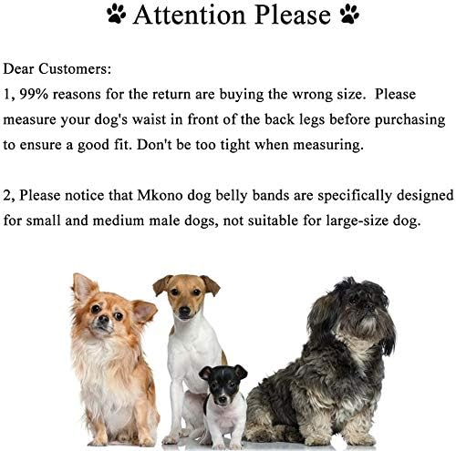 Mkono Male Dog Belly Band Wraps Washable Dog Diapers Male for Small and Medium Dogs (3 Pack), Waist 11.8 Inches to 15.7 Inches