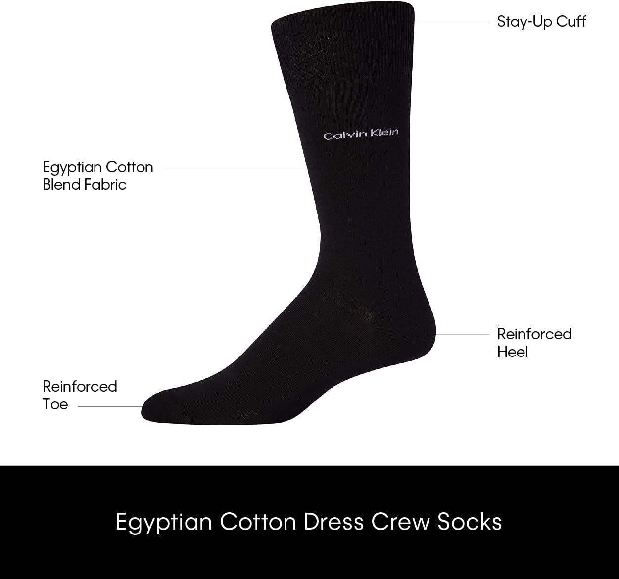 Calvin Klein Men's Dress Lightweight Stretch Crew Socks (2-Pack)