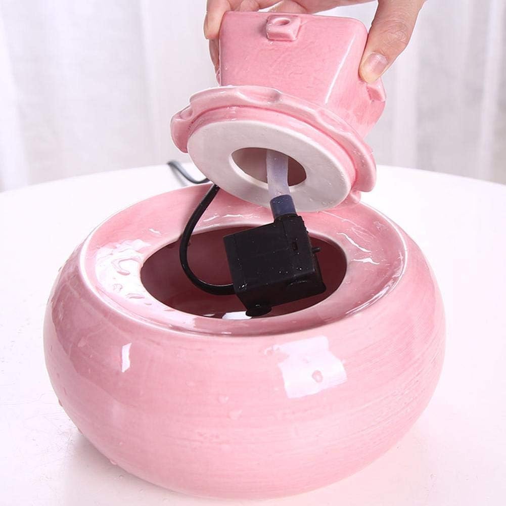 Pet Feeding Ceramic Cat Fountain Water Bowl Ultra-Quiet Automatic Circulation Pet Water Dispenser 1L (Color : Pink) (Blue)