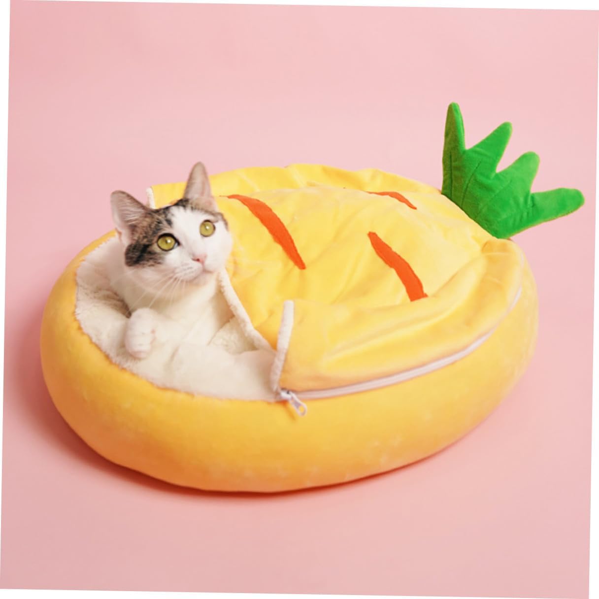 Milisten Semi-Enclosed Cat Nest Warm Sleeping Bed with Removable Washable Cover Breathable Wool Pet Cushion for Indoor Cats Suitable for Winter and Deep Sleep