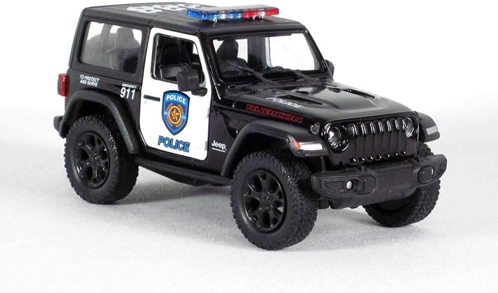 KiNSMART - Jeep Wrangler Rubicon Off Road 4x4 5 inch 1:34 Scale Die Cast Model Replica Toy Car (Rescue Police)