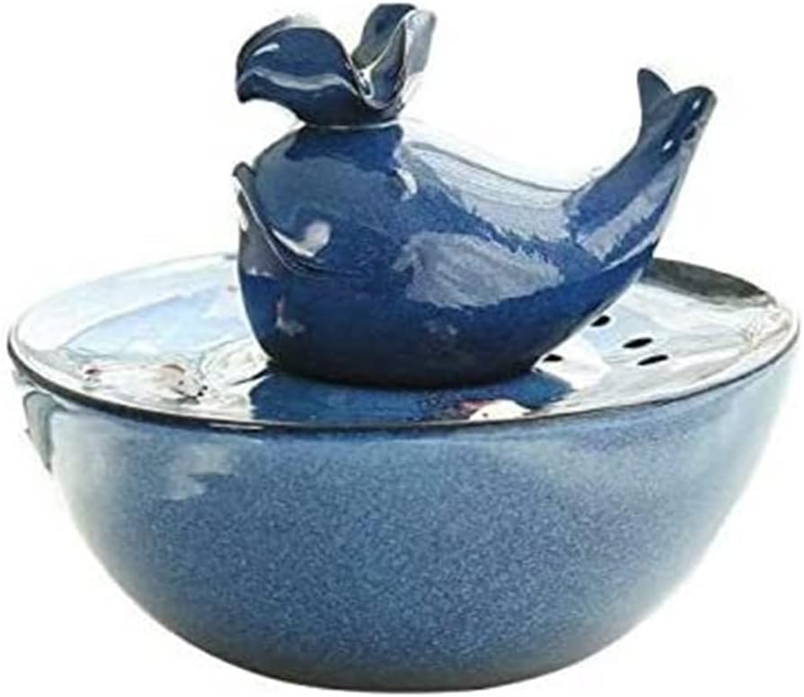 Fountain Ceramic Cat Fountain Automatic Pet Water Drinking Fountain Pet Water Dispenser with Adjustable Water Flow, Filter, Super Quiet, Great for Cats and Small Dogs Pet Water Dispenser (Blue)