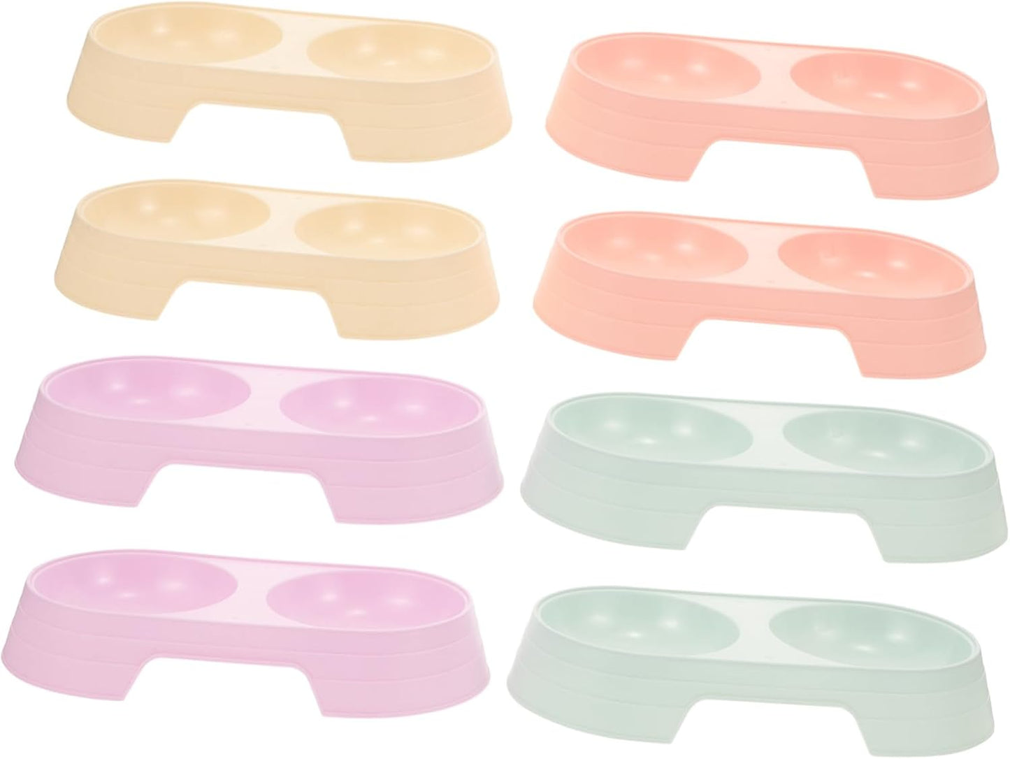 Luxshiny 8pcs Tip Double Cat Feeding Bowls Candy Color Plastic Pet Food and Water Dishes with Stable Design Easy to Clean Suitable Height for Healthy Eating Posture