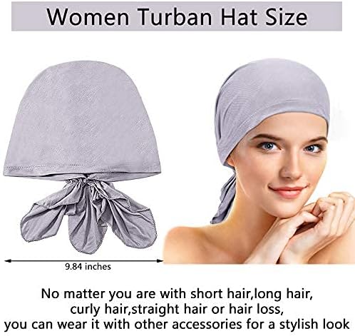 4 Pieces Slip-On Pre-Tied Head Scarves Women Headwear Turban Beanie Caps Head Wrap Headscarf for Women