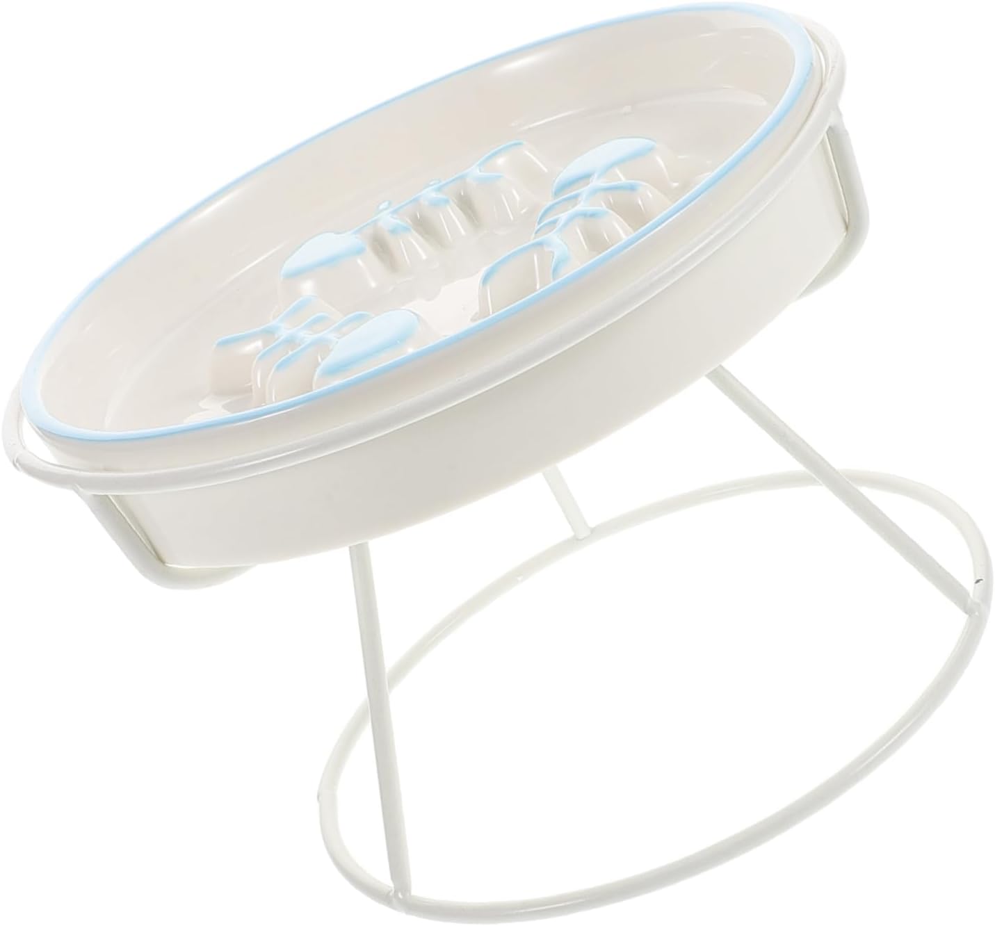Milisten Elevated Ceramic Cat Bowl Slow Feeder Dish with High Stand for Cats and Small Dogs Choking Design Promotes Healthy Eating Dishwasher Safe