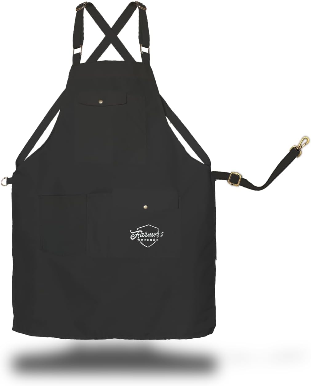 FARMER'S DEFENSE Lightweight Garden Apron with Canvas Pockets | Waterproof, Adjustable, Stick Resistant, Eco-Friendly, Durable | Outdoor Gardening Work and Kitchen Cooking Tasks | Black - L/XL