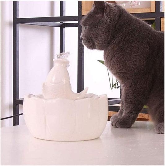 Fountain Portable Cat Water Fountain, 1.2L Pet Water Dispenser UltraQuiet Hygienic Replaceable Filter Waterfall Fancy Fountain,Automatic Electric Water Bowl for Dogs, Cats Pet Water Dispenser (White)