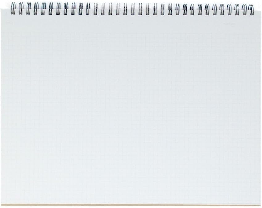 Maruman Mnemosyne Grid Notebook- Horizontal A4 Layout, 8.27" x 11.69", 70 Sheets / 140 Pages, 5mm Graph Paper Journal, Perforated Pages & Wire-Bound to Lay Flat, Black, Made in Japan