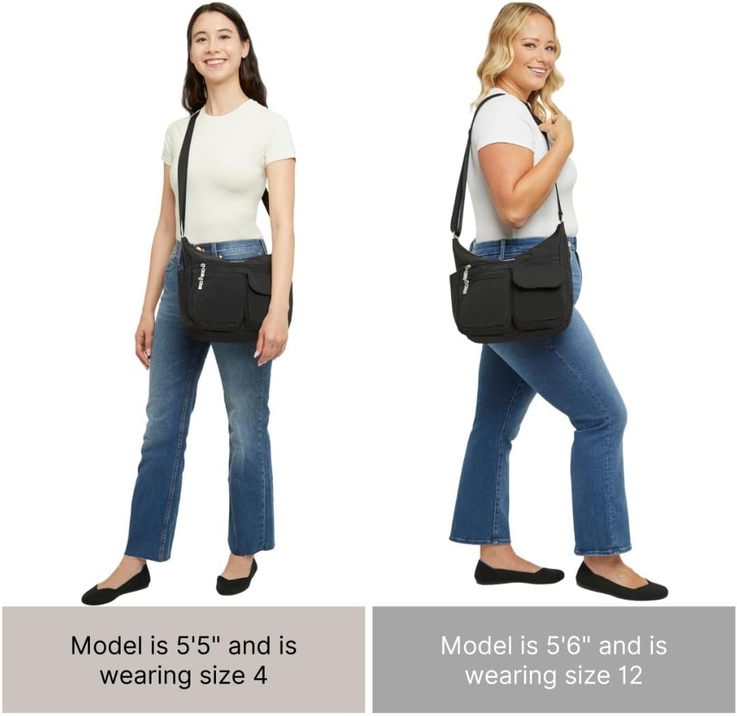 Baggallini womens Everywhere Bagg Crossbody Women 11x9 Lightweight Nylon Hobo Water-resistant Travel Bag W/Rfid