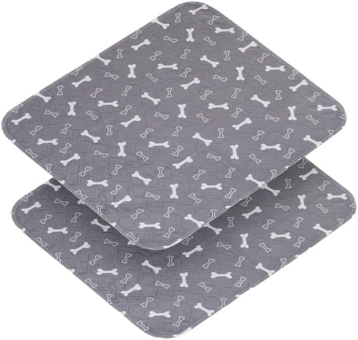 Washable Pee Pads for Dogs, Large 2Pack Reusable Puppy Pads, Absorbent Whelping Pads with Bone Print, Non-Slip Waterproof Pet Training Pads for Couch, Crate, Potty Training 18x24