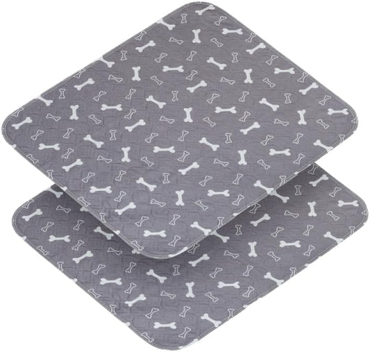 Washable Pee Pads for Dogs, Large 2Pack Reusable Puppy Pads, Absorbent Whelping Pads with Bone Print, Non-Slip Waterproof Pet Training Pads for Couch, Crate, Potty Training 18x24