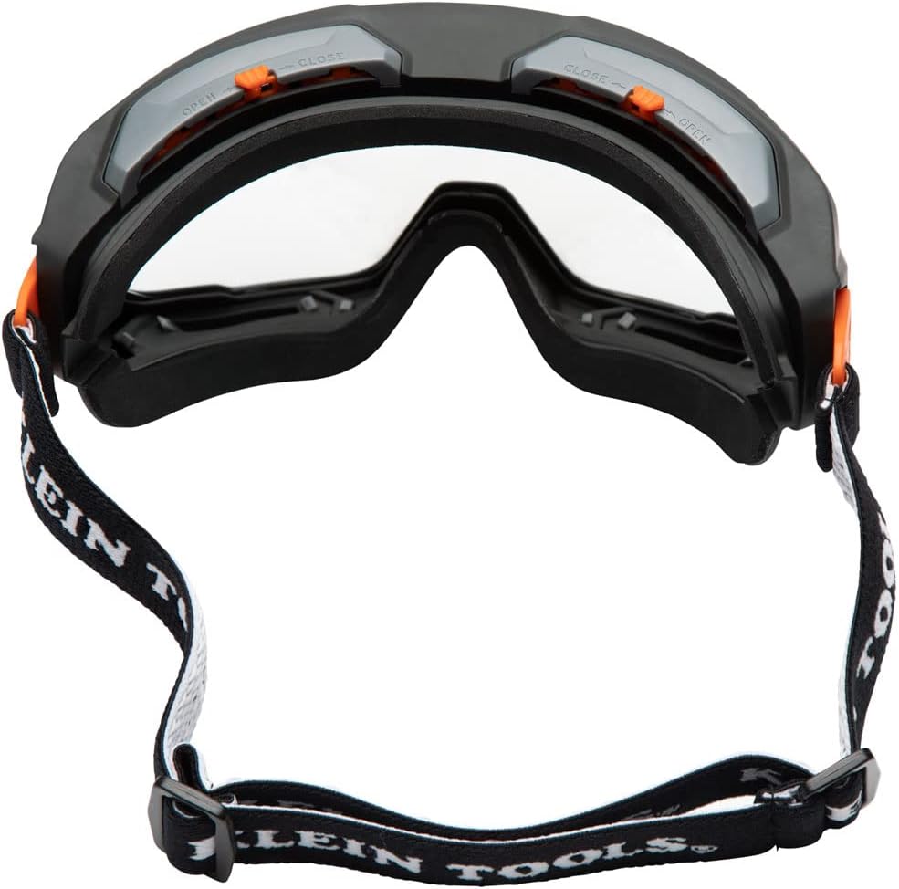 Klein Tools 60479 Safety Goggles, Clear Lens PPE Eye Protection, Anti-Fog, Scratch-Resistant, UV Protection, Adjustable Vents