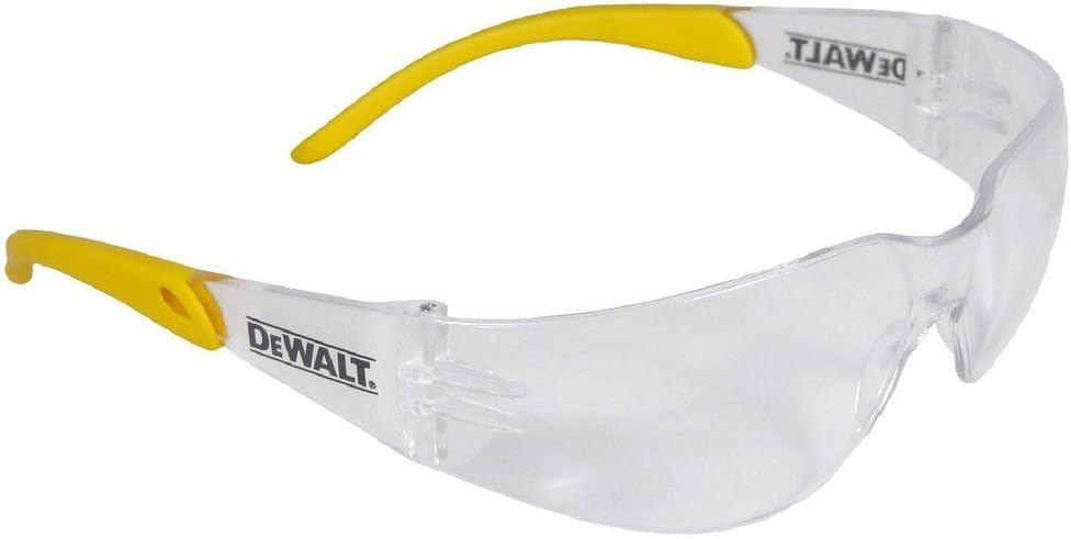 DEWALT DPG54-1C Protector™ Protective Eyewear – ANSI Z87.1+ Impact Rated – Lightweight Universal-Fit Frame – Flexible Rubber Temples – Clear Lens – 1 Pair