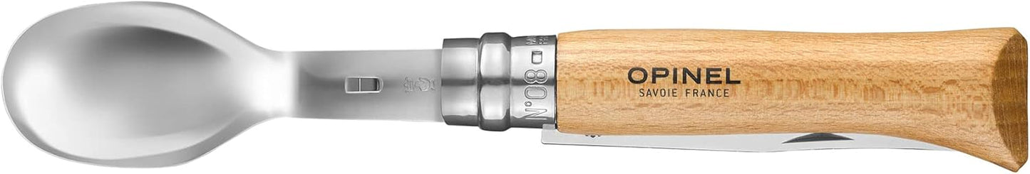 Opinel Picnic+ Cutlery Full Set, No.8 Stainless Steel Knife, Fork and Spoon Insert, Micro Fiber Napkin