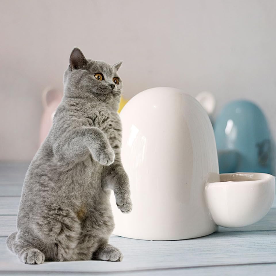iplusmile Cartoon Cat Ears Small Pet Water Feeder Automatic Self-Dispensing Bowl for Hamster Rabbit Cat Small Animals 3.54X2.36X2.36In