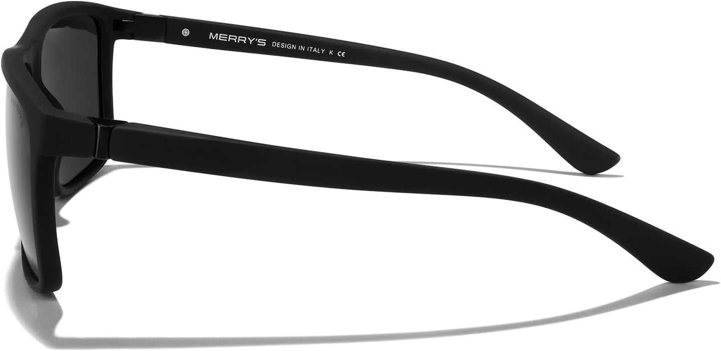 MERRY'S Rectangular Polarized Sports Sunglasses for Men Women Cycling Driving Fishing UV400 Protection S8225