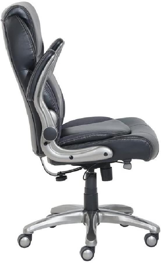 Amazon Basics Ergonomic High-Back Office Chair with Flip-Up Arms, Adjustable Lumbar Support, Height Adjustable, 29.5"D x 27.5"W x 44.75"H, Black