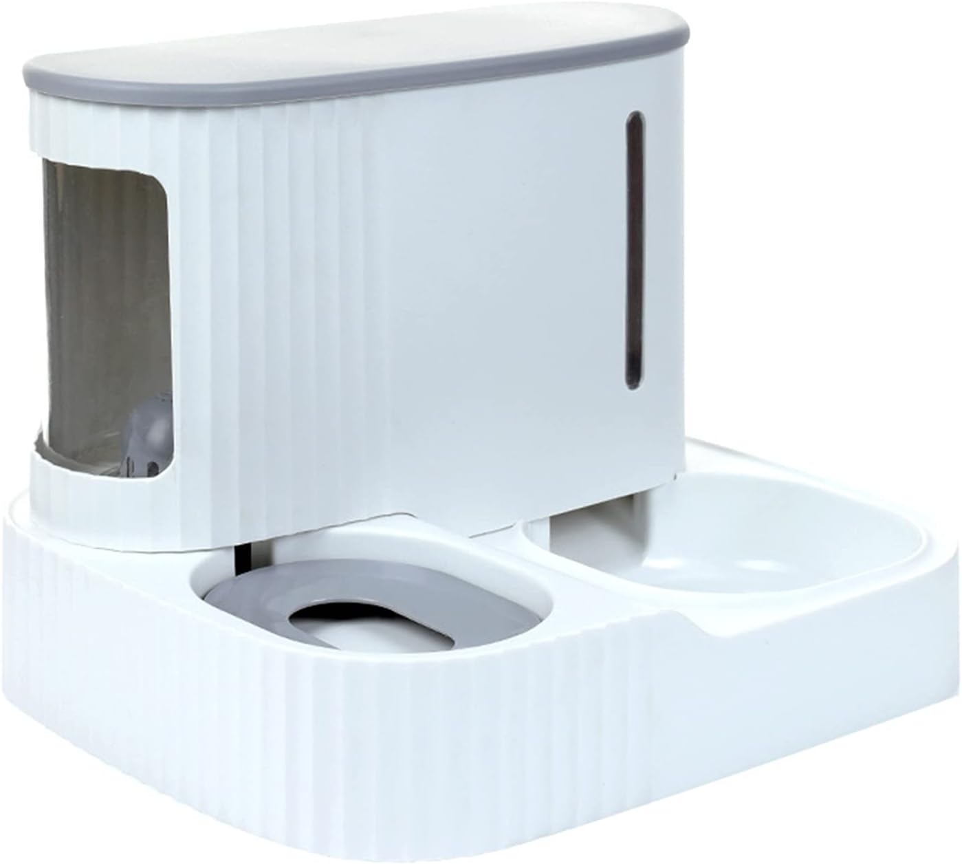 2 in 1 Automatic Gravity Cat Feeder, Dog Food and Water Dispenser Large Capacity, Cat Water Fountain for Small Medium Cats, Dogs, Puppies and Rabbits,Gray