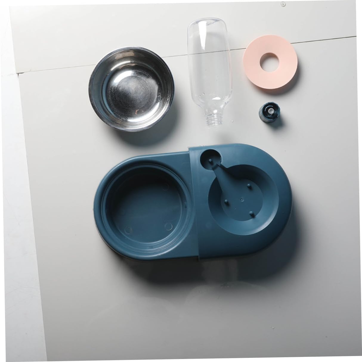 Milisten Automatic Pet Water and Food Bowl with Spill-Proof Design, Blue Dog and Cat Feeder Suitable for Home Use, Sturdy Pet Supply Feeding Dish