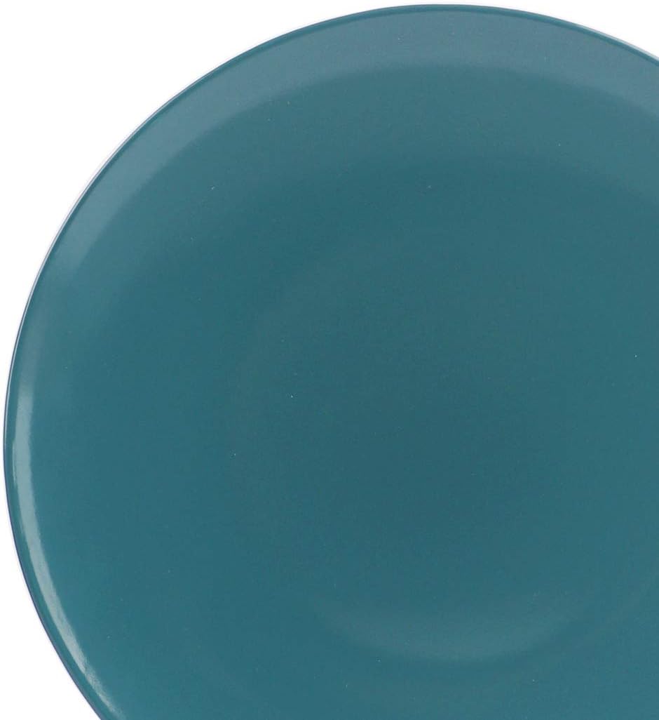 Amazon Basics 18-Piece Stoneware Dinnerware Set, Service for 6, Microwave and Dishwasher Safe, Plates and Bowls, Deep Teal