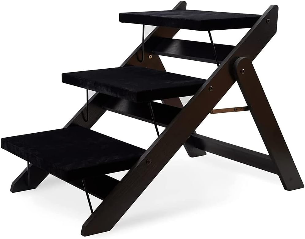 Portable Folding Pet Stairs Ramp Non-Slip Soft Surface Supports Up to 40Kg Pet Stairs for Dogs Cats High Beds Sofa A (B)