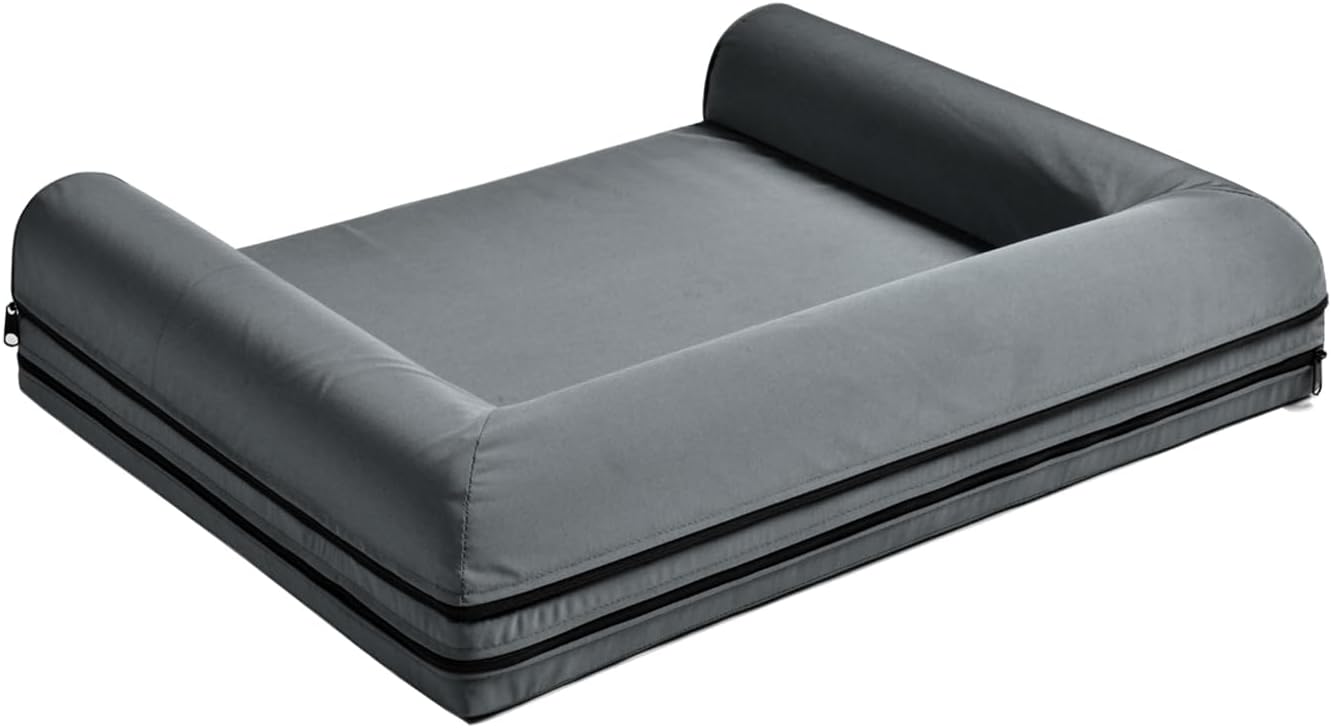 Dog Bed for Extra Large Dogs, XXL Size Chew Proof Orthopedic Mattress, Compressible Washable Dog Sofa for Great Dane, Saint Bernard, Mastiff, Rottweiler (Grey)