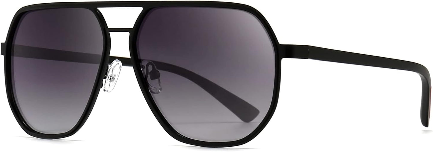 SUNGAIT Polygon Aviator Sunglasses for Men Polarized Trendy Square Sun Glasses Retro Pilot Shades UV Protection