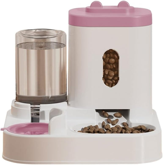 Large Dog Bowl Cats Food Bowls 2 in 1 Pet Feeders with Water Fountain Feeder and Waterer Food Container Supplies