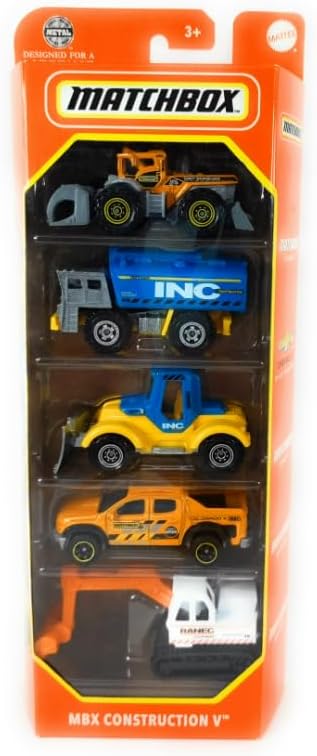 Matchbox Utility/Emergency Random 5 Pack! (Police, Ambulance, Construction, etc.) Assorted Variety Mystery Bundle [No Duplicates!] [Styles May Vary] 1:64 Scale Diecast Toy Vehicles