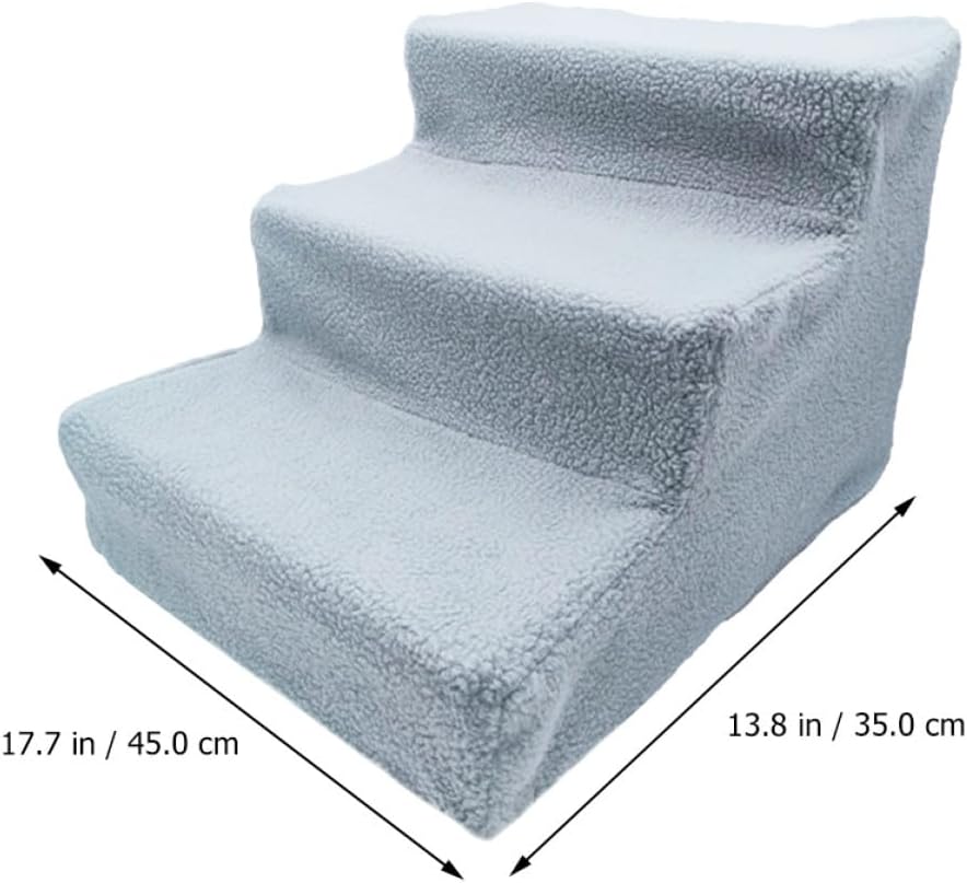 FAVOMOTO Pet Steps Dog Stairs Puppy Ladder for Bed Non-Slip Gray Pet Climb Ladder Indoor Ramp for Cats and Small Dogs