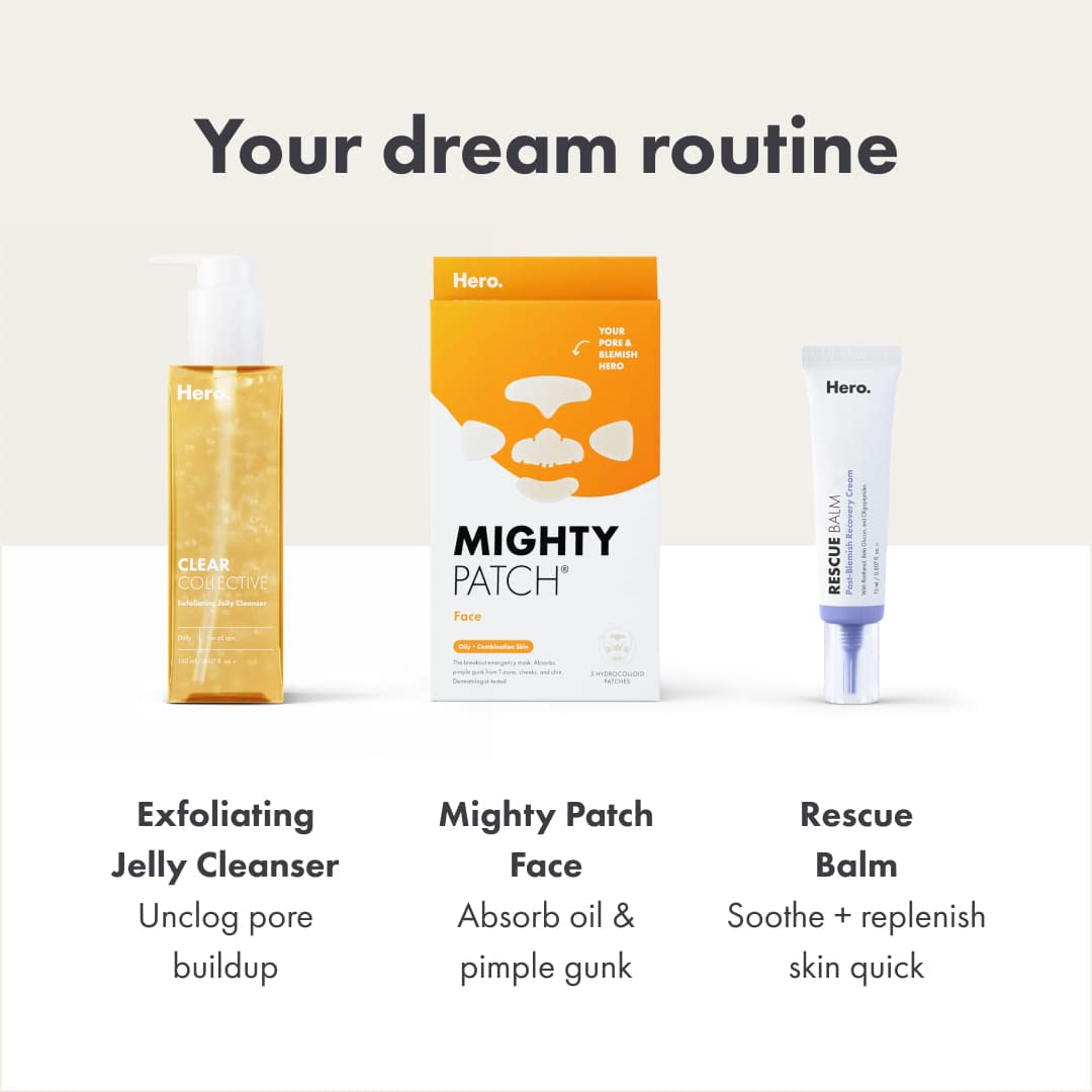 Mighty Patch™ Face Patch from Hero Cosmetics - XL Hydrocolloid Face Mask for Acne, 5 Large Pimple Patches for Zit Breakouts on Nose, Chin, Forehead & Cheeks - Korean Skin Care (1 Count)