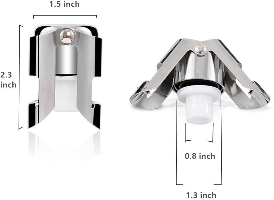 Champagne Sealer Stopper, BGMAX 3 Pack Stainless Steel Sparkling Wine Bottle Plug Sealer Set with a Longer Sealing Plug, Gifts Accessories for Champagne