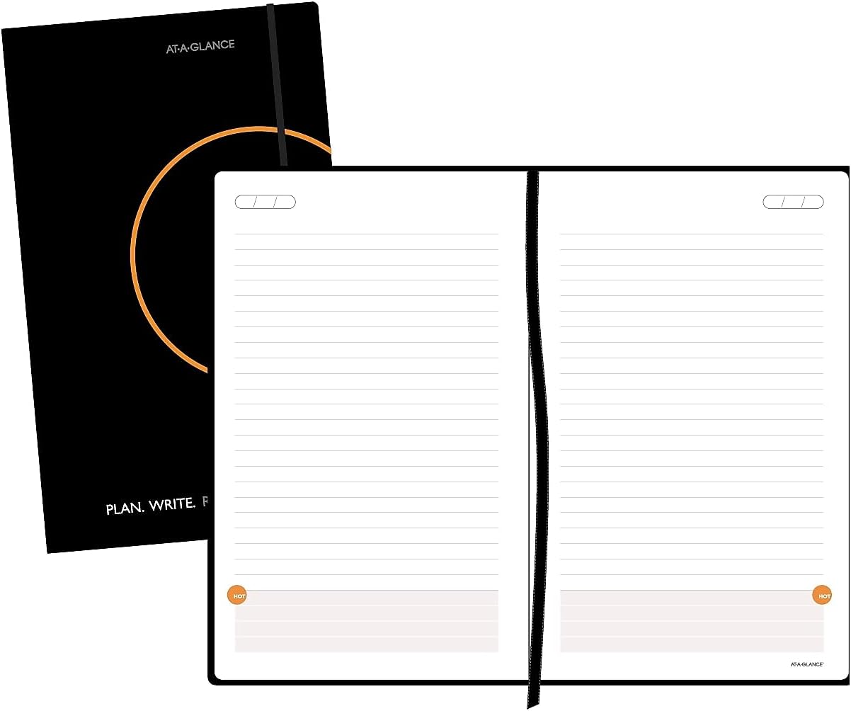 AT-A-GLANCE Plan.Write.Remember. Perfect Bound Planning Notebook, Lined with Monthly Calendars, Undated, 5" x 8 1/4", Black (80612405)
