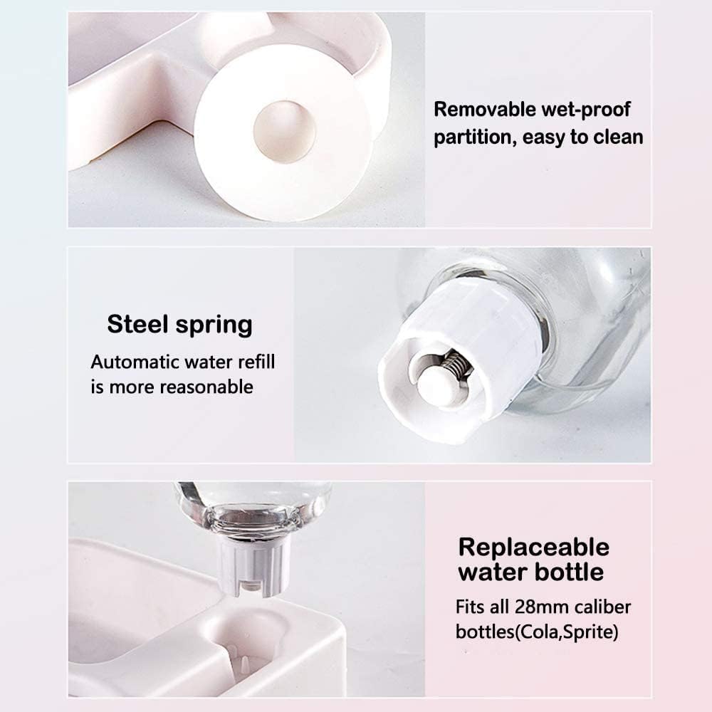 2 in 1 Pet Feeder Water Automatic Dispenser with Bottle Dog CatSpill Proof Pet Drinking Fountain Water Bowl for Pets FeedinNo Spill Pet Water Bowl for Puppy Kitten Feed Pet Bowl Pet