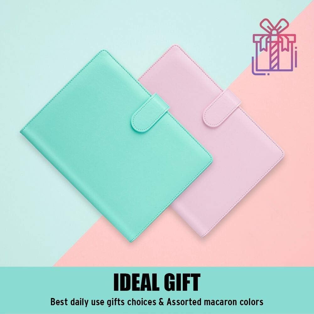 Sooez A5 Notebook Binder, 6 Ring Planner with Stylish Design, Loose Leaf Personal Organizer Cover with Magnetic Buckle Closure, PU Leather Binder for Women with Soft Colors (Olive Green)