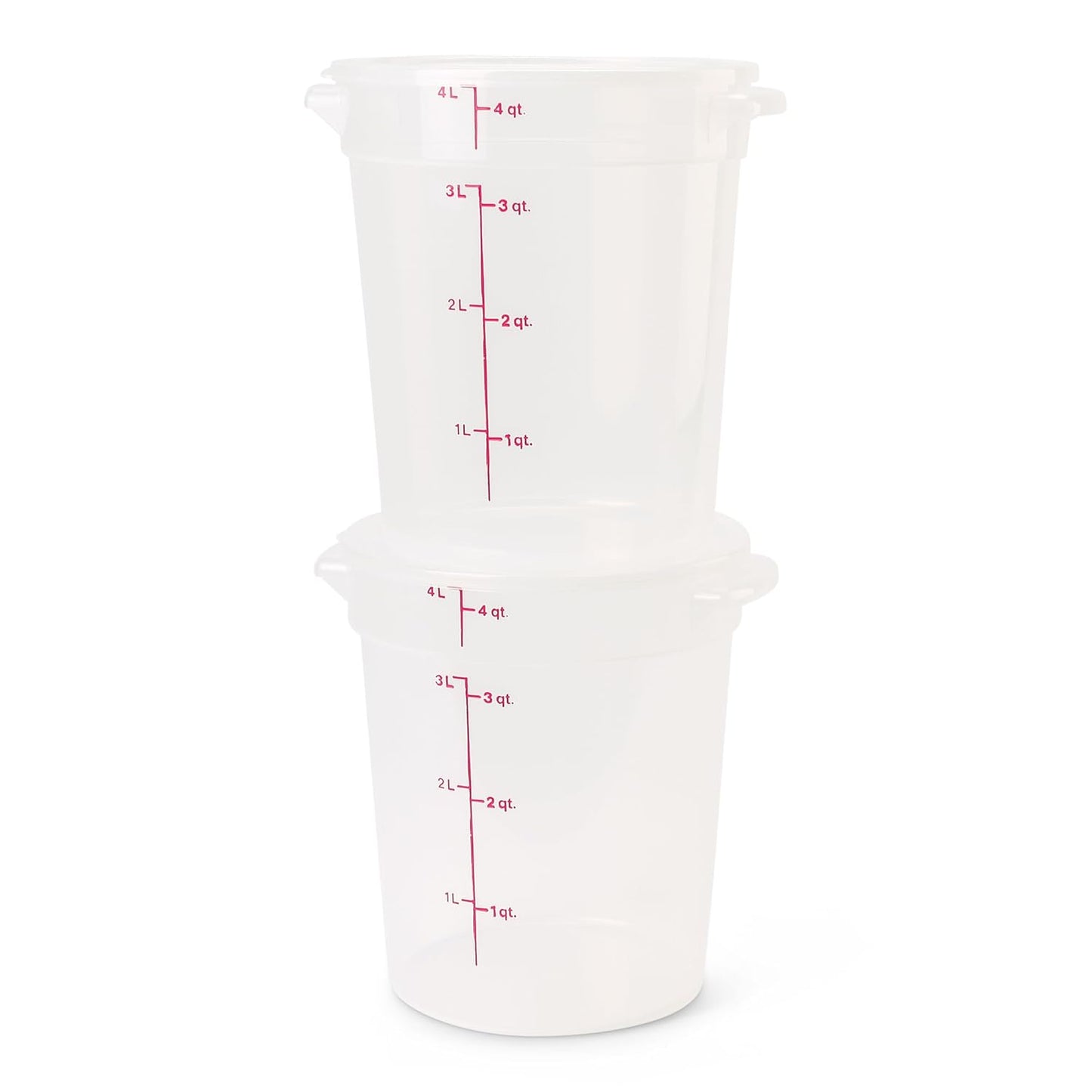 Cambro Food Storage Containers with Lids (BPA-Free) - 4 Quart - Food Grade Buckets with Lids (2 Pack) - For Dough Proofing and Brining (Translucent)