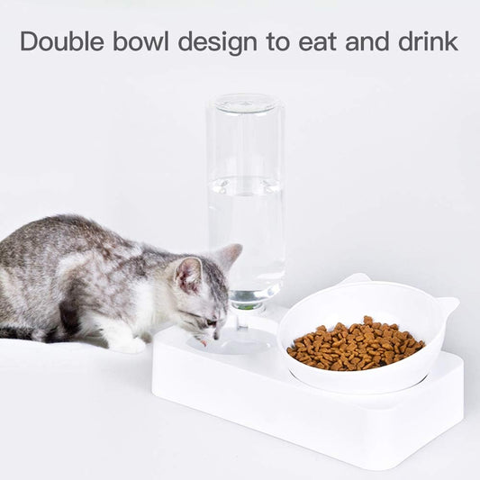 Marchul Cat Bowls, Pet Food Bowls, 15° Tilted Cat Bowl for Indoor Cats, Dog Food and Water Bowl Set