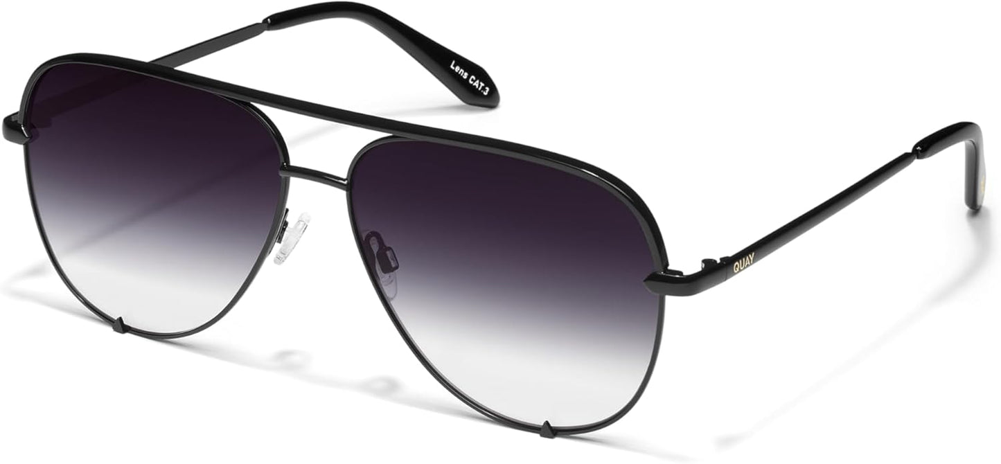 QUAY High Key Polarized Aviator Sunglasses, Oversized, Stylish Sunglasses with UV Protection, Unisex Aviators for Men & Women
