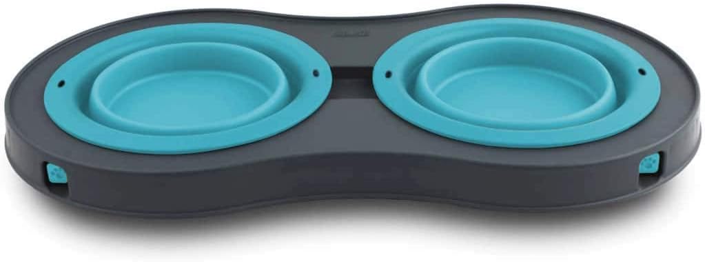 Dexas Popware for Pets Double Elevated Pet Feeder, Small, Gray/Blue