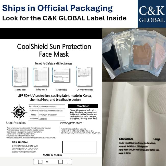 Korean UPF 50+ UV Sun Protection Face Mask – Cooling Breathable Neck Cover for Golf, Fishing, Hiking – Made in Korea