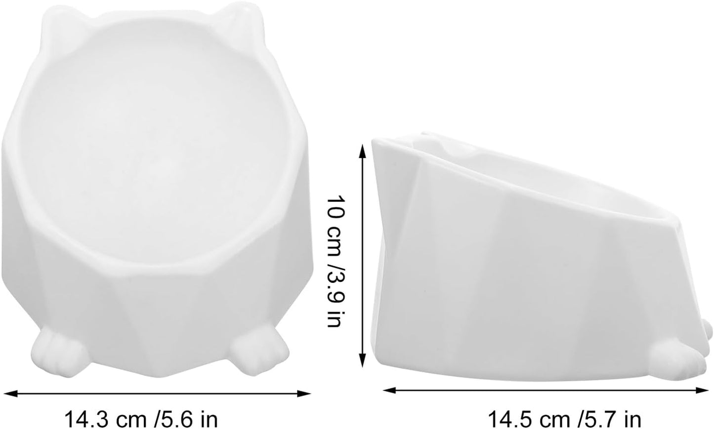 Milisten Ceramic Raised Cat Bowl Elevated Feeding Dish Anti-Spill Wear-Resistant Compact Pet Bowl for Indoor Cats and Small Dogs, White,