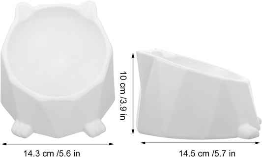 Milisten Ceramic Raised Cat Bowl Elevated Feeding Dish Anti-Spill Wear-Resistant Compact Pet Bowl for Indoor Cats and Small Dogs, White,