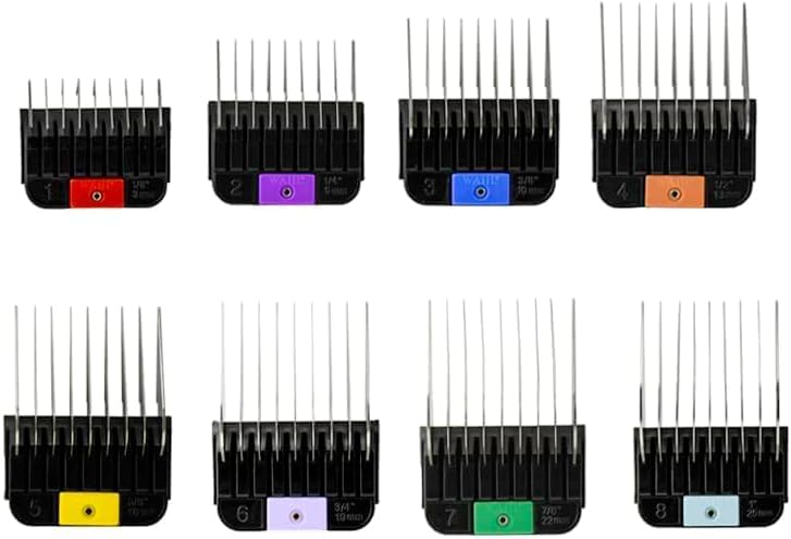 Wahl Pro Animal Stainless Steel Attachment Combs - 8 Cutting Lengths - Color-Coded Dog & Cat Clipper Guides - Animal Grooming Essentials - Snag-Free Cutting - Multicolor 2