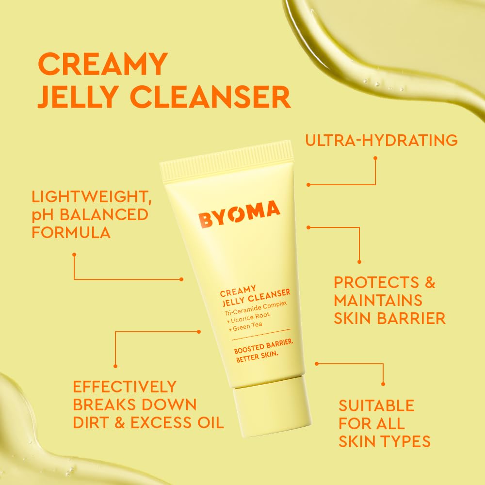 BYOMA So Hydrating Set - Barrier Repair Skincare Set - Creamy Jelly Cleanser, Hydrating Face Serum & Ceramide Face Moisturizer for Dry Skin - Anti Wrinkle, Alcohol Free Skin Care - 30ml, 15ml, 15ml