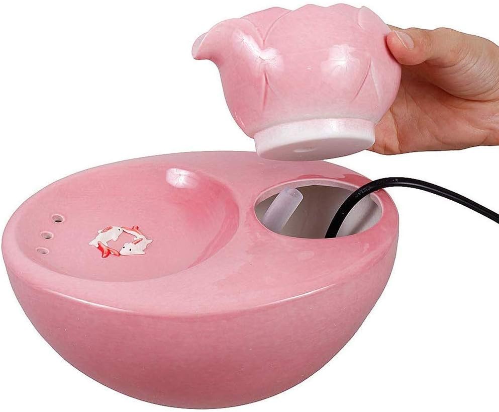 Cat Water Fountain - Ceramic Portable Pet Water Feeder Automatic Circulation Water Ultra-Quiet Pet Supplies (Color :)