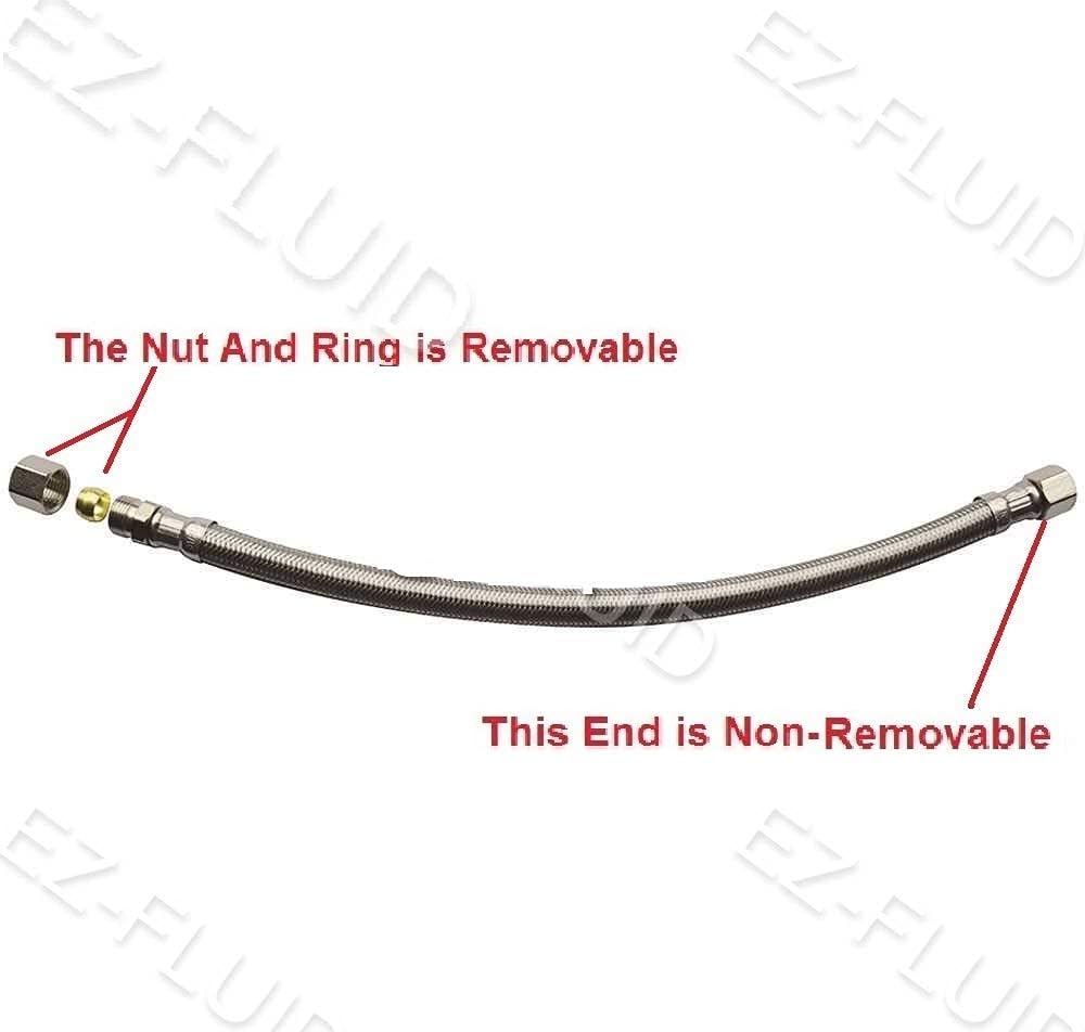 EZ-Fluid 12-Inch Faucet Supply Extension Line 3/8" Male Comp. To 3/8" Female Compression Stainless Steel Braided Faucet Extension Supply Hose Connector Lines,Fits Delta Faucet Plumbing Fitting(1-Pack)