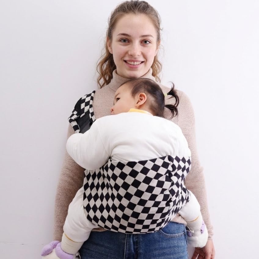 Baby Sling Carrier, Lightweight Portable Baby Carrier for Toddlers, Toddler Sling Carrier with Adjustable Front & Back Shoulder Straps – Fits Babies 6 to 48 Months (Ebony Check)